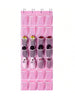 1pc Pink Hanging Shoe Rack, Portable & Foldable, Sturdy & Durable, Stores Sports Shoes, Leather Shoes, Slippers, Casual Shoes, Boots, Large Non-Woven Storage Bag, Door Hanging Strap With 28 Net Pockets & 4 Stainless Steel Hooks