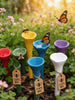 5pcs Colorful Bee Watering Set, Bee & Insect Drinking Cup, Multicolor Bee Watering Station With Wooden Base, Suitable For Outdoor, Garden, Balcony, Potted Plants, Creative Gardening Decor, Practical Gardening Tool